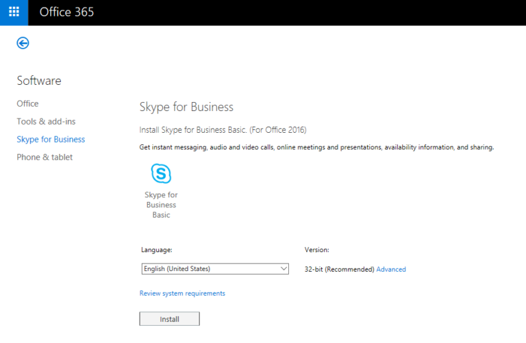 how to enable skype for business in office 365